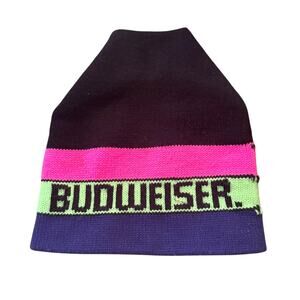 Vtg Official Anheuser-Busch Made in the USA Neon Budweiser Ski Snowboard Hat